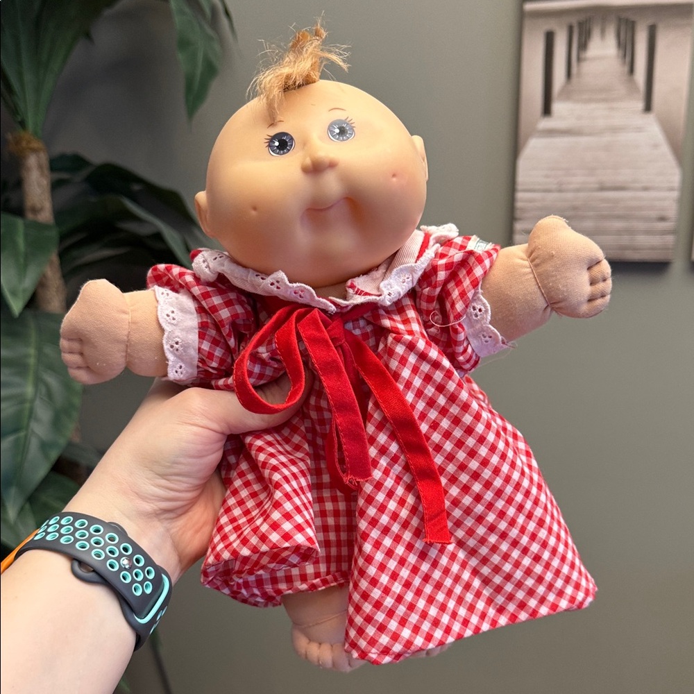 Vintage 2005 Cabbage Patch Kid Doll Play Along CPK Checkered Doll wt Dress